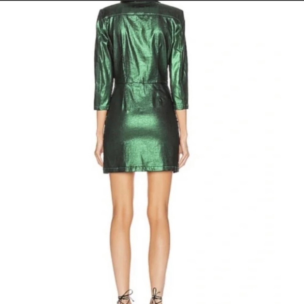 Retrofete The Willa Dress Green Metallic Mini - Picture 3 of 4